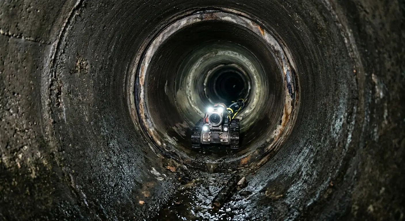 Robotic sewer camera inspecting pipe interior for Sewer Line Repair in Ladera Heights